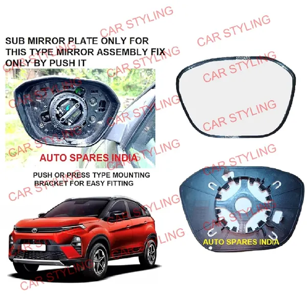 Cs_Nexon_2nd_Gen_Size_2_Orvm_Left_Passenger_Side_Mirror_Glass_Sub_Plate