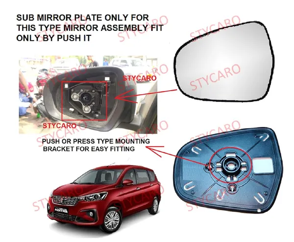 Ertiga_2nd_Gen_Size_3_Orvm_Left_Passenger_Side_Mirror_Glass_With_Sub_Plate