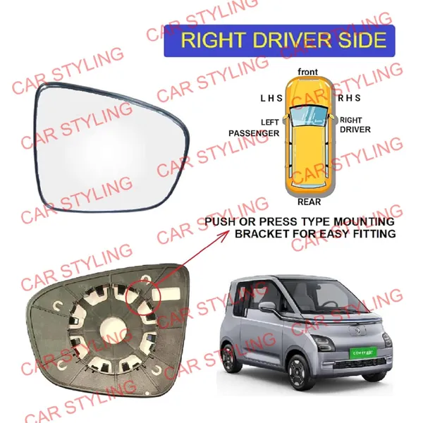 Mg_Comet_Orvm_Right_Driver_Side_Mirror_Glass_With_Sub_Plate