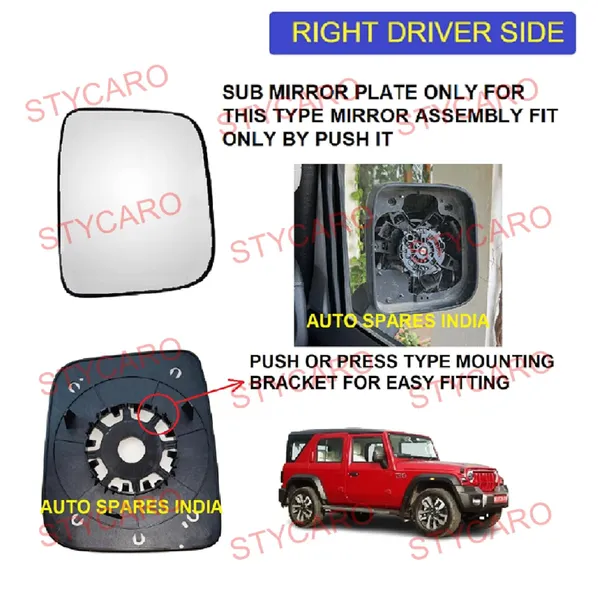 Thar_Roxx_Orvm_Right_Driver_Side_Mirror_Glass_With_Sub_Plate
