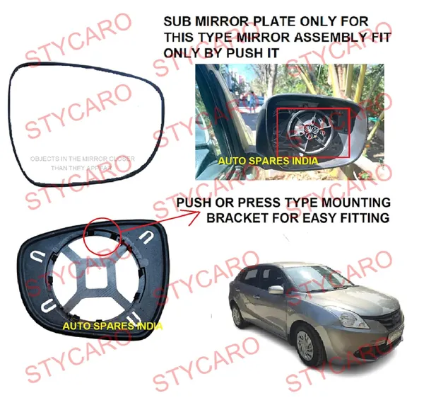 Baleno_2nd_Gen_Size_1_Orvm_Right_Driver_Side_Mirror_Glass_With_Sub_Plate