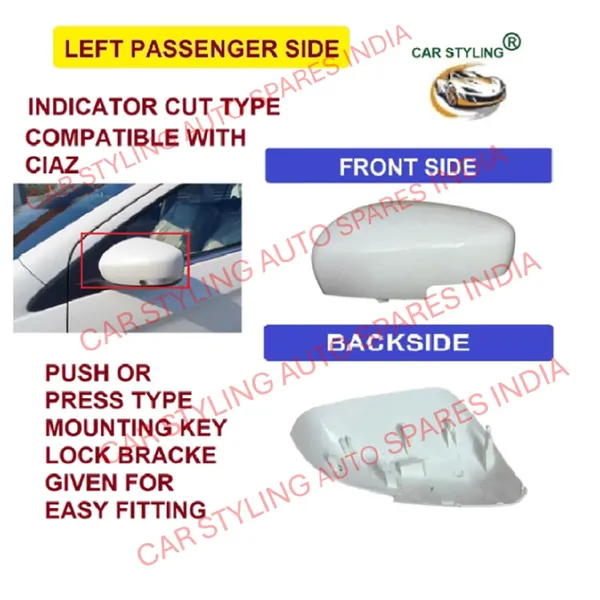 Swift_Dzire_3rd_Gen_Orvm_Left_Side_Mirror_Cover_With_Indicator_Cut_Wht