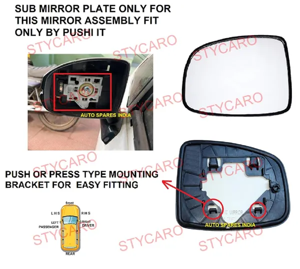 Jazz_2nd_Gen_Size_3_Orvm_Left_Passenger_Side_Mirror_Glass_With_Sub_Plate