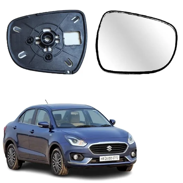 Swift_Dzire_Size_4_Orvm_Right_Driver_Side_Mirror_Glass_With_Sub_Plate