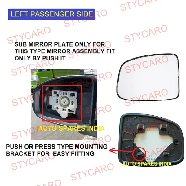 H_City_6th_Gen_Size_3_Orvm_Left_Passenger_Side_Mirror_Glass_With_Sub_Plate