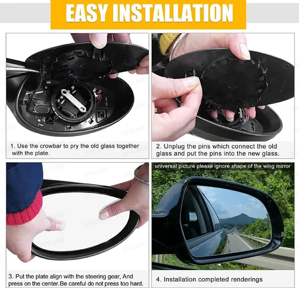 H_City_6th_Gen_Size_3_Orvm_Right_Driver_Side_Mirror_Glass_With_Sub_Plate