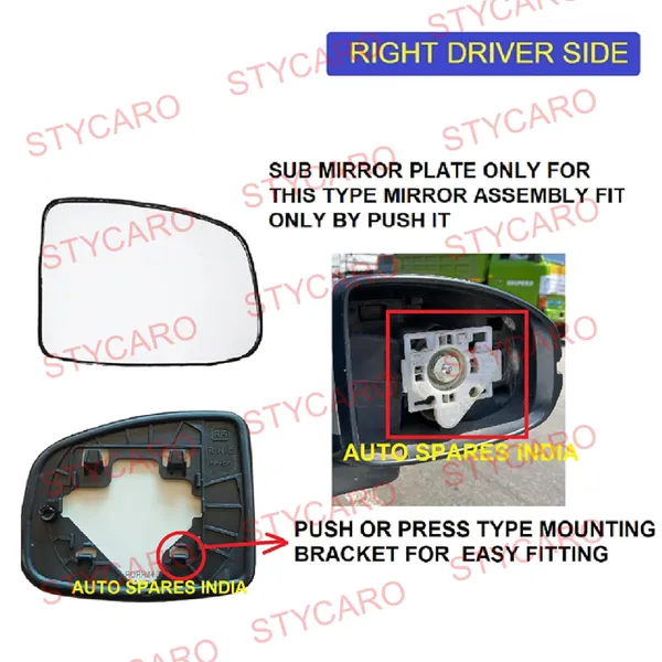 H_City_6th_Gen_Size_3_Orvm_Right_Driver_Side_Mirror_Glass_With_Sub_Plate