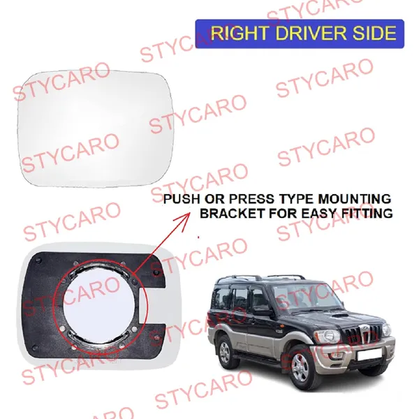 Scorpio_1st_Gen_Orvm_Right_Driver_Side_View_Mirror_Glass_With_Sub_Plate