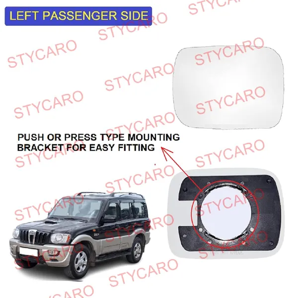 Scorpio_1st_Gen_Orvm_Left_Passenger_Side_View_Mirror_Glass_With_Sub_Plate