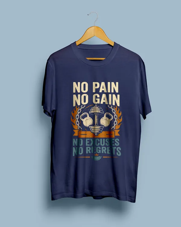Navy_Graphic_Print_Crew_Neck_T-Shirt_For_Unisex