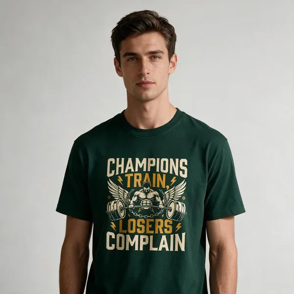 Dark_Green_Graphic_Print_Round_Neck_T-Shirt_For_Unisex