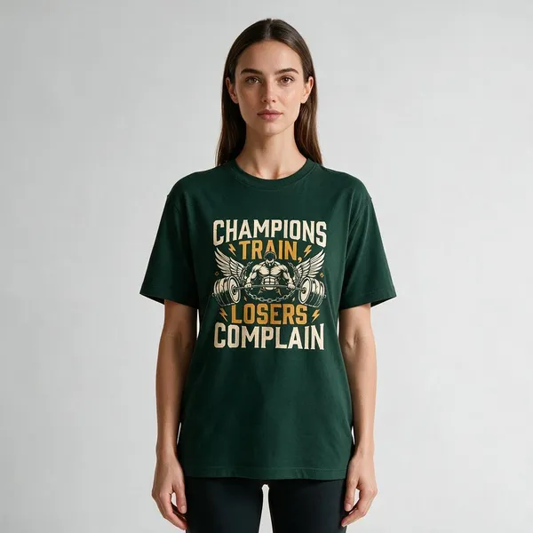 Dark_Green_Graphic_Print_Round_Neck_T-Shirt_For_Unisex