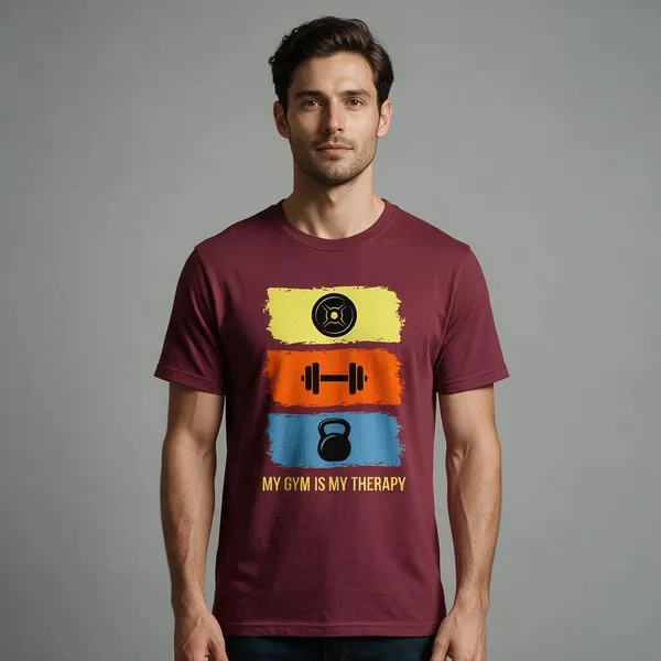 Maroon_Graphic_Relaxed_Fit_Round_Neck_T-Shirt_For_Unisex