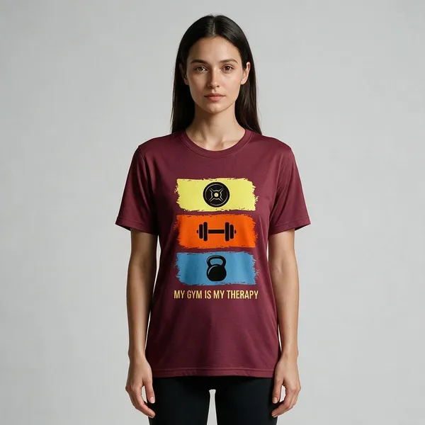 Maroon_Graphic_Relaxed_Fit_Round_Neck_T-Shirt_For_Unisex