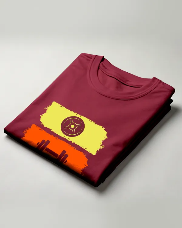Maroon_Graphic_Relaxed_Fit_Round_Neck_T-Shirt_For_Unisex