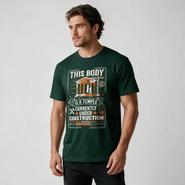 Green_Graphic_Print_Crew_Neck_T-Shirt_For_Unisex