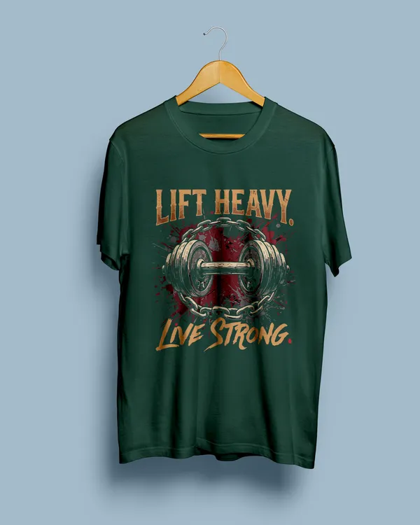 Dark_Green_Graphic_Round_Neck_T-Shirt_For_Unisex