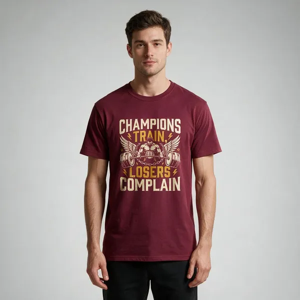 Maroon_Graphic_Print_Round_Neck_T-Shirt_For_Unisex