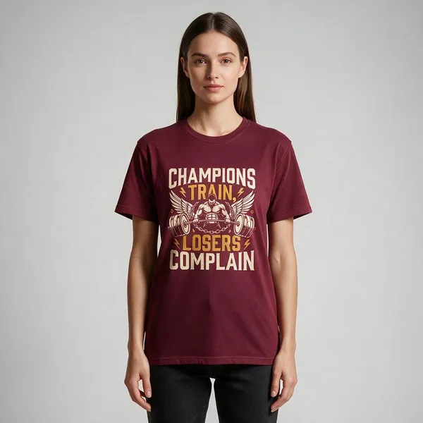 Maroon_Graphic_Print_Round_Neck_T-Shirt_For_Unisex