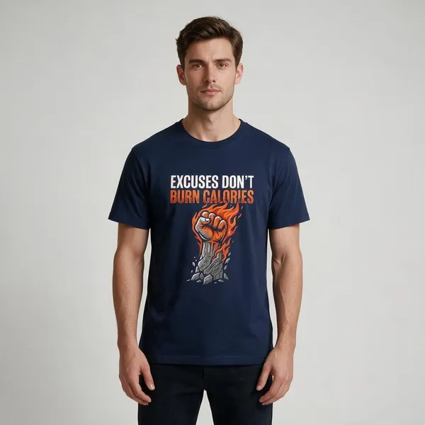 Navy_Blue_Graphic_Print_Crew_Neck_T-Shirt_For_Unisex