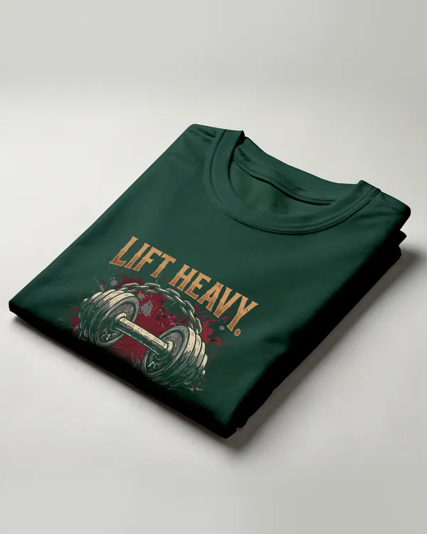 Dark_Green_Graphic_Round_Neck_T-Shirt_For_Unisex