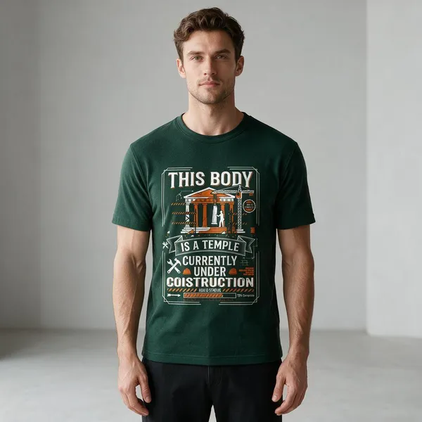Green_Graphic_Print_Crew_Neck_Regular_Fit_T-Shirt_For_Unisex