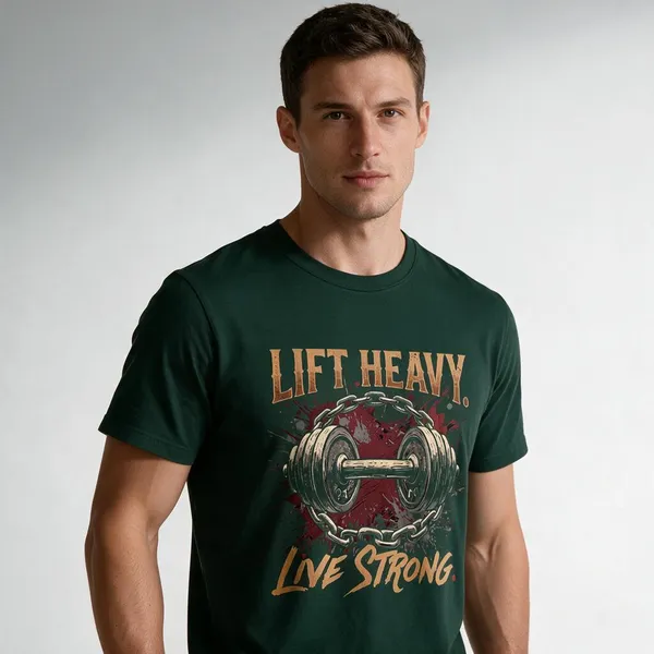 Dark_Green_Graphic_Round_Neck_T-Shirt_For_Unisex