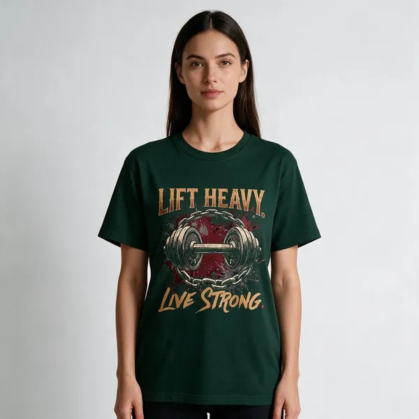 Dark_Green_Graphic_Round_Neck_T-Shirt_For_Unisex