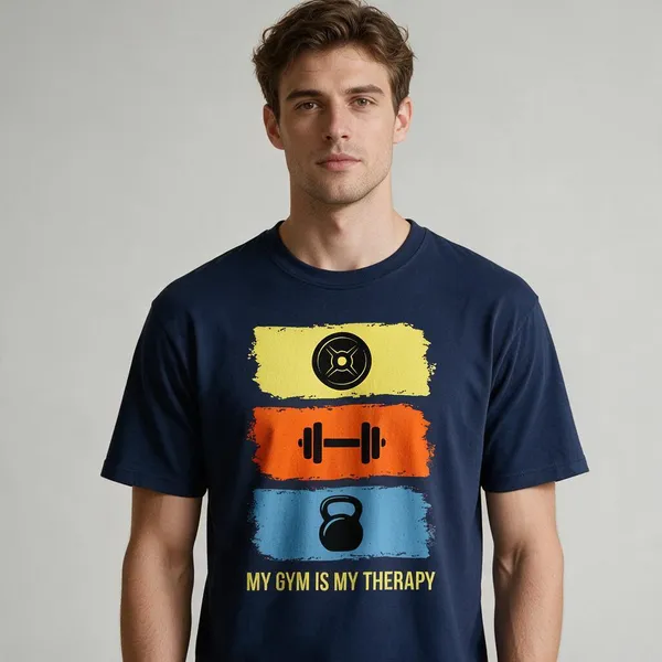 Navy_Graphic_Round_Neck_T-Shirt_For_Unisex