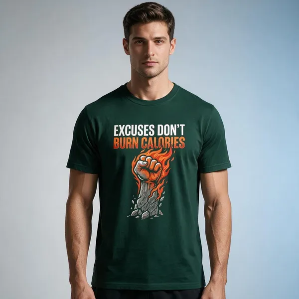 Dark_Green_Graphic_Print_Crew_Neck_Regular_Fit_T-Shirt_For_Unisex