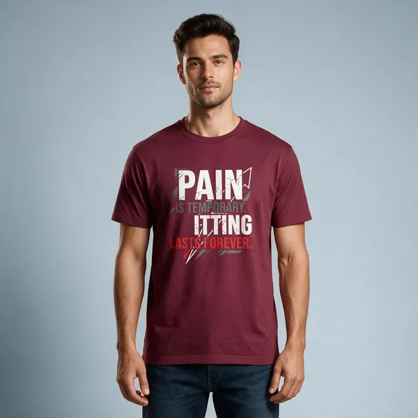 Maroon_Graphic_Round_Neck_T-Shirt_For_Unisex