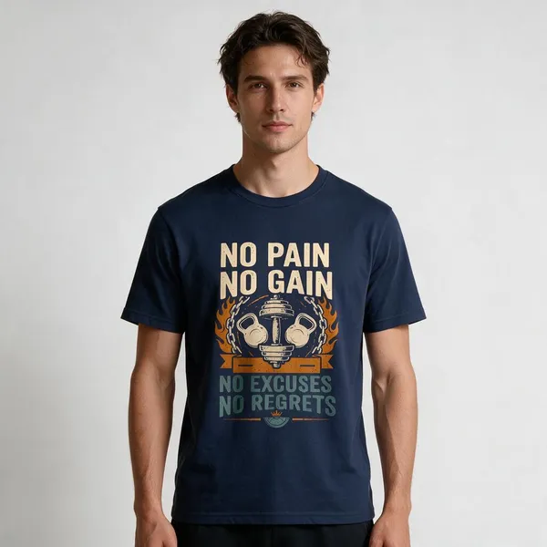 Navy_Graphic_Print_Crew_Neck_T-Shirt_For_Unisex