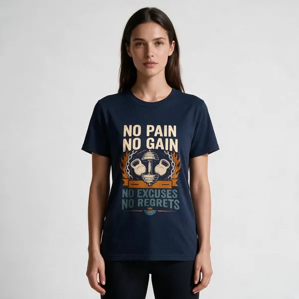 Navy_Graphic_Print_Crew_Neck_T-Shirt_For_Unisex