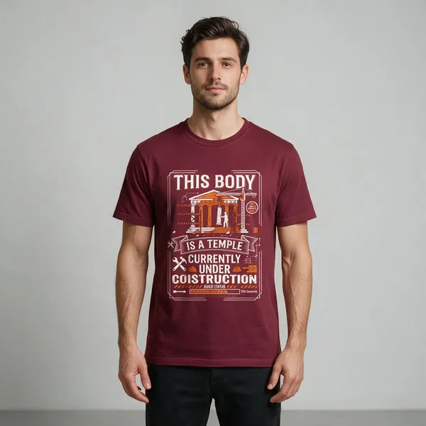 Maroon_Graphic_Print_Crew_Neck_T-Shirt_For_Unisex