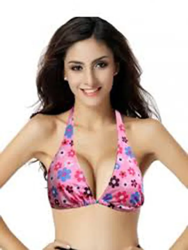 Cute_Colorful_Flower_Print_Halter_Bikini_Bra