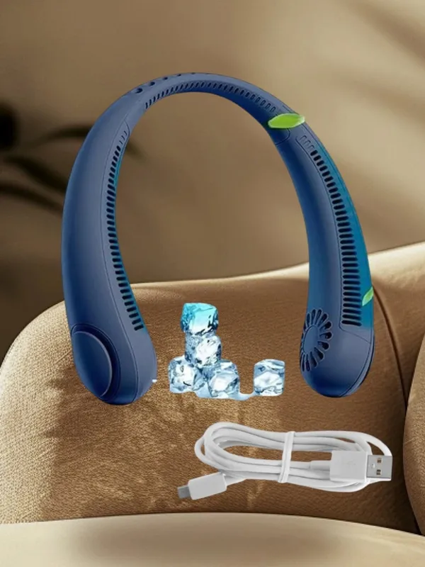 Blue_Rechargeable_Wearable_Neck_Fan
