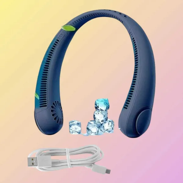 Blue_Rechargeable_Wearable_Neck_Fan