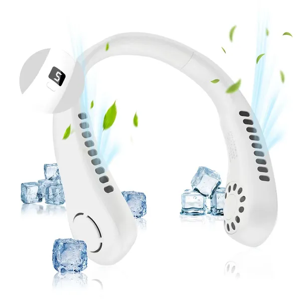 White_Wearable_Neck_Fan_With_5_Speed_Settings