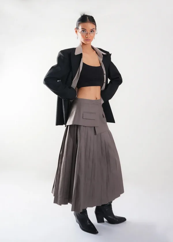 Grey_Pleated_Utility_Skirt