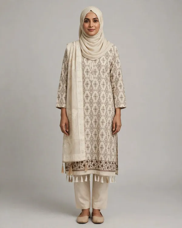 Al_Buraaq_Zareen_Ivory_Printed_Straight_Kurta_Set_–_Unstitched