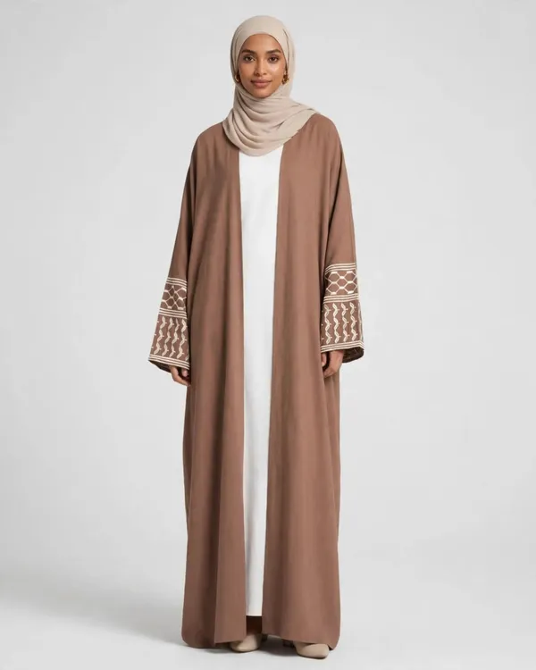 Al_Buraaq_Firdous_Open_Shrug_Abaya_–_Chocolate_Brown