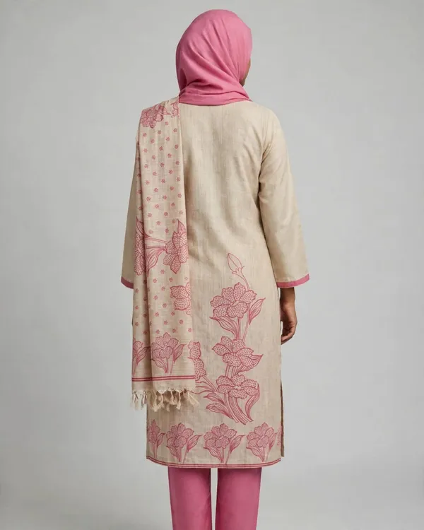 Al_Buraaq_Hiba_Beige_Floral_Print_Straight_Kurta_Set_–_Unstitched