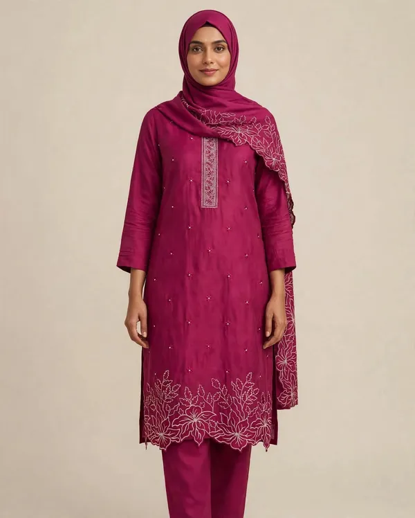 Al_Buraaq_Sofi_Magenta_Embroidered_Straight_Kurta_Set_–_Unstitched