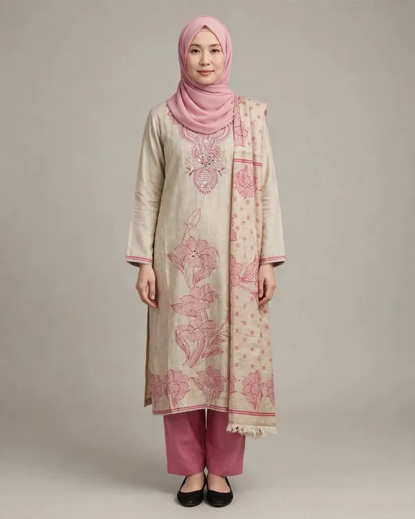 Al_Buraaq_Hiba_Beige_Floral_Print_Straight_Kurta_Set_–_Unstitched
