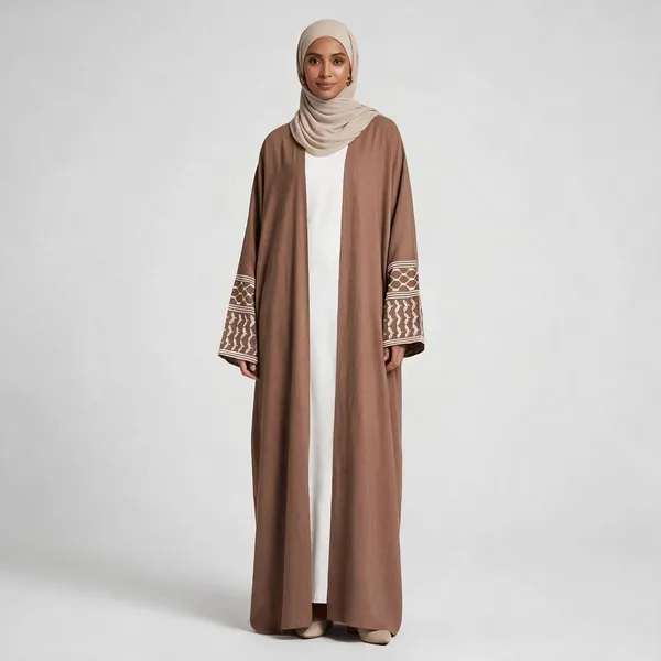 Al_Buraaq_Firdous_Open_Shrug_Abaya_–_Chocolate_Brown