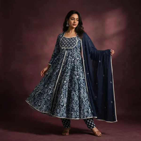 Blue_Cotton_Printed_Anarkali_Kurta_Set_For_Women