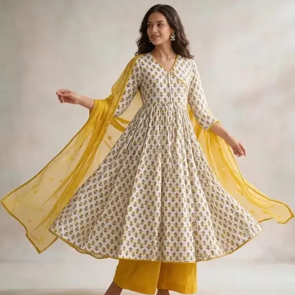 Yellow_Cotton_Printed_Straight_Kurta_Set_For_Women