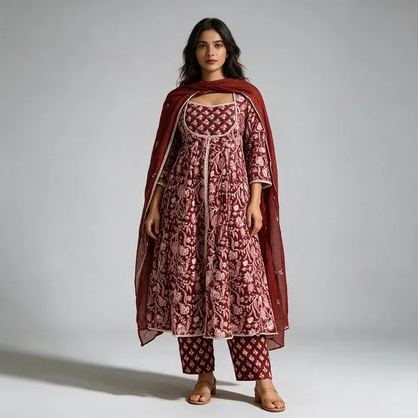 Maroon_Cotton_Printed_Anarkali_Suit_Set_For_Women