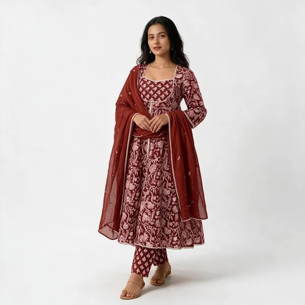 Maroon_Cotton_Printed_Anarkali_Suit_Set_For_Women