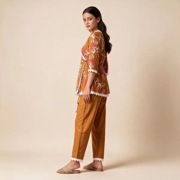 Rust_Cotton_Floral_Printed_Kurta_Set_For_Women